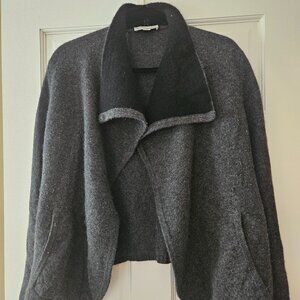 White + Warren L Dark Gray Cashmere Wrap Cardigan